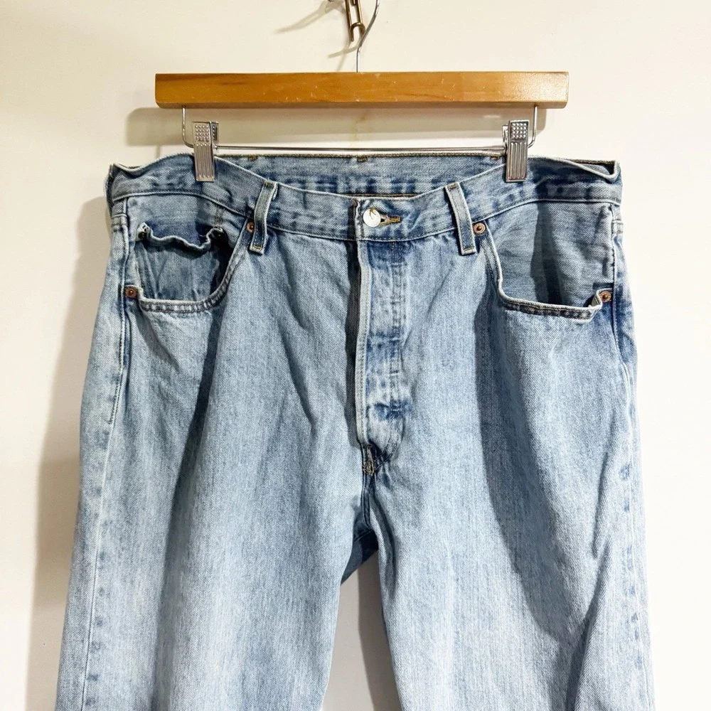 Levi's men's 501XX jeans size 38 x 34 button fly Light Blue